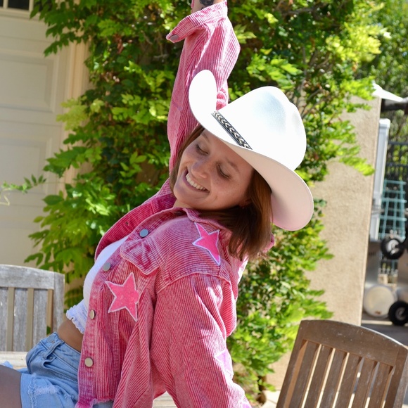Pink Corduroy Cowgirl Star Jacket, Nashville Country Concert Jacket - Picture 3 of 14